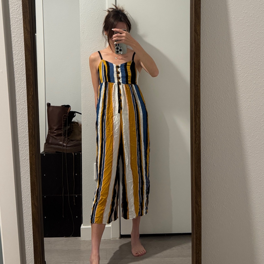 Urban Outfitters Striped Jumpsuit with Spaghetti Straps